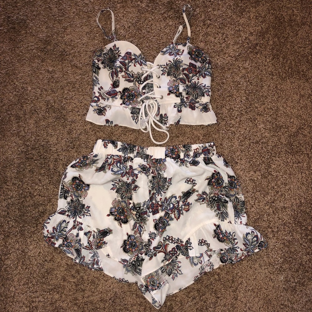 Floral Pattern Shirt and Shorts Set